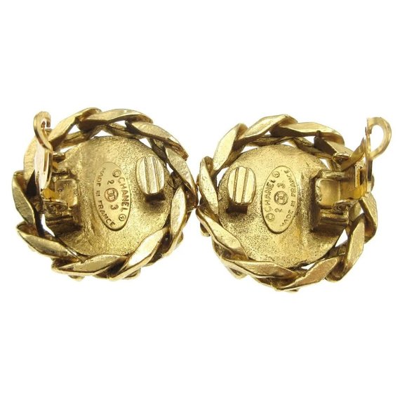 Chanel Rhinestone Earrings Clip-On Gold - Picture 5 of 6